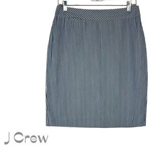 J Crew Navy White Stripes Cotton Pencil Skirt NWOT Size 4 Nautical Vacation